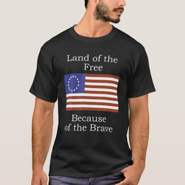 Betsy Ross American Flagga Freedom from Revolution T Shirt (Framsida)