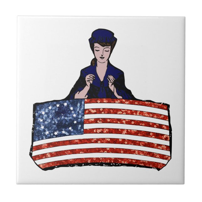 Betsy Ross american flagga Kakelplatta (Framsidan)