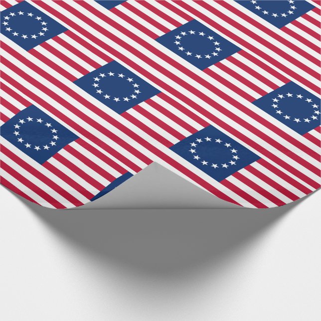 Betsy Ross American Flagga Presentpapper (Hörn)