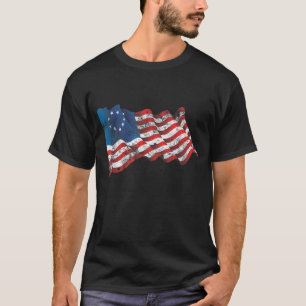 Betsy Ross American Flagga - Revolutionary Krig Fl T Shirt