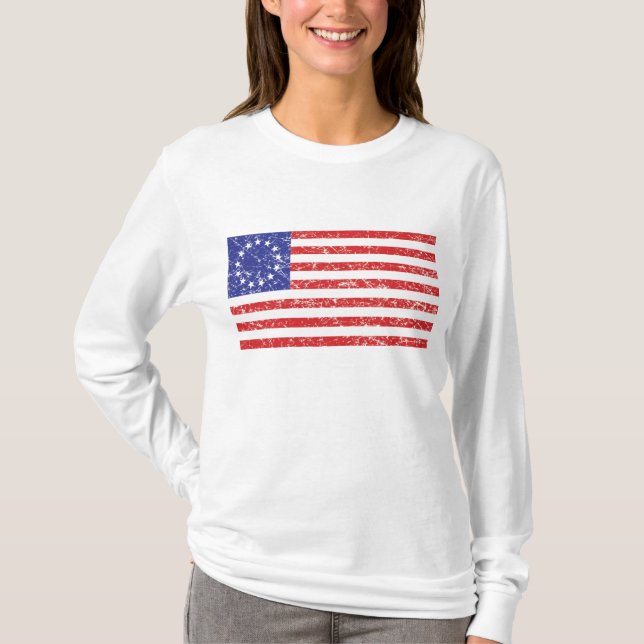 Betsy Ross American Flagga T Shirt (Framsida)