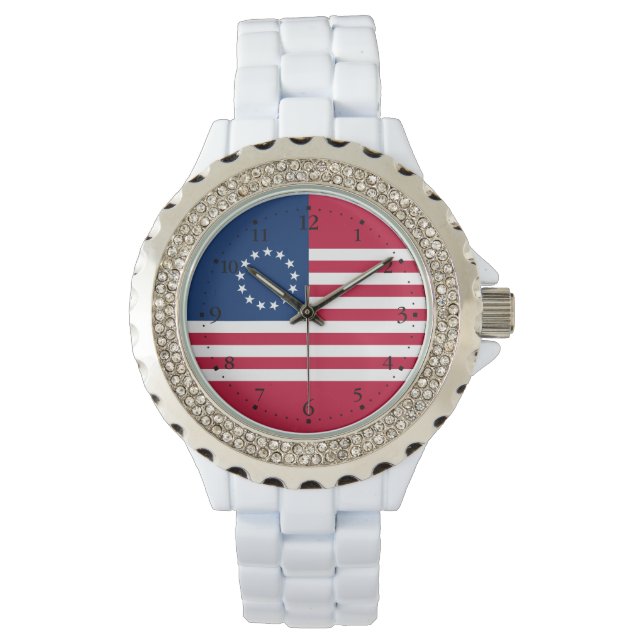 Betsy Ross amerikansk flagga Armbandsur (Framsida)