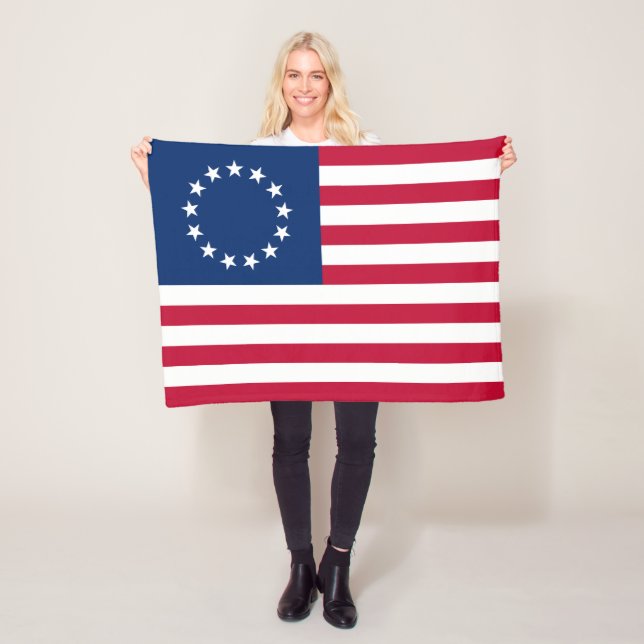 Betsy Ross amerikansk flagga Fleecefilt (På plats)