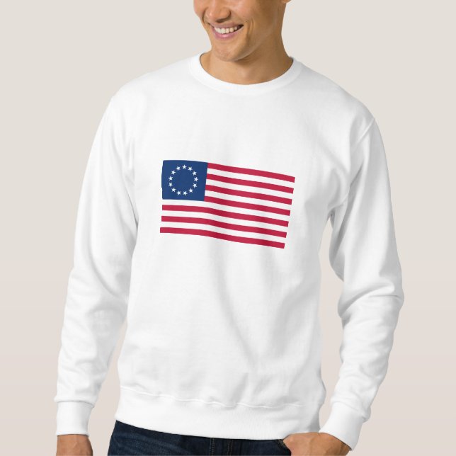 Betsy Ross amerikansk flagga Lång Ärmad Tröja (Framsida)