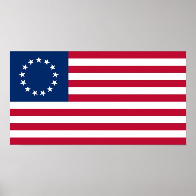 Betsy Ross Amerikansk Flagga Poster (Framsidan)