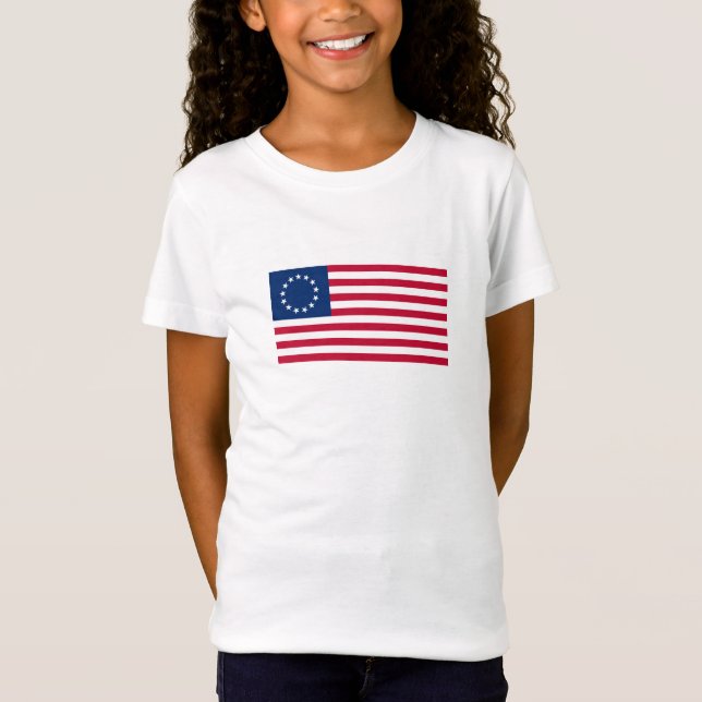 Betsy Ross amerikansk flagga T Shirt (Framsida)