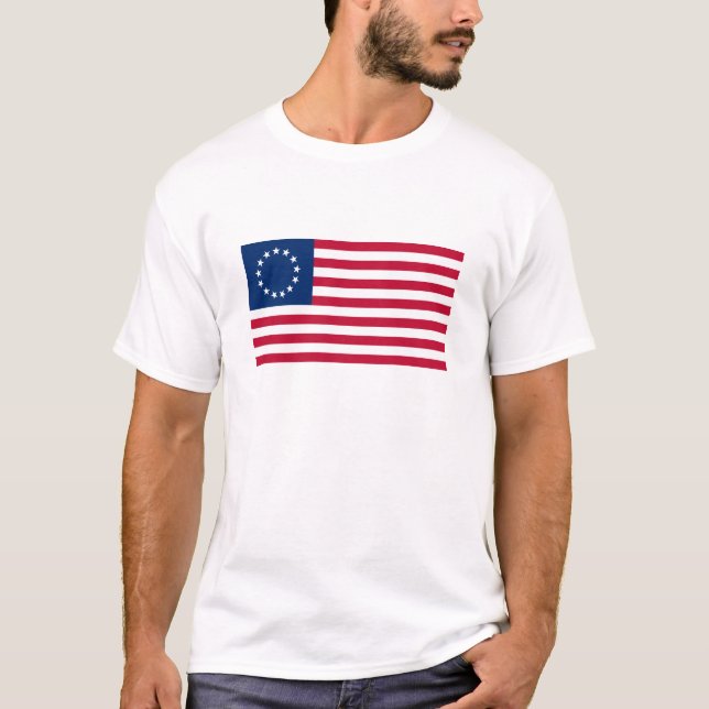 Betsy Ross amerikansk flagga T Shirt (Framsida)