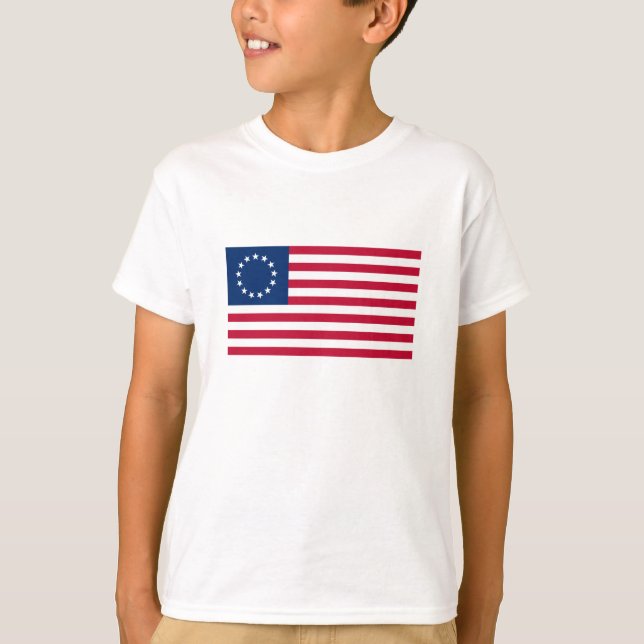 Betsy Ross amerikansk flagga T Shirt (Framsida)