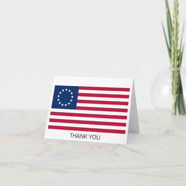 Betsy Ross amerikansk flagga Tack Kort (Framsida)