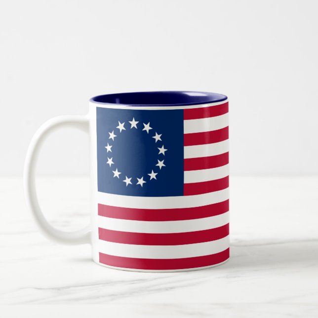 Betsy Ross amerikansk flagga Två-Tonad Mugg (Vänster)