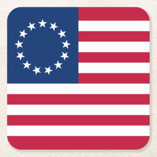 Betsy Ross Amerikansk Flagga Underlägg Papper Kvadrat