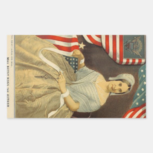 Betsy Ross First American Flagga and Seal Vintage Rektangulärt Klistermärke