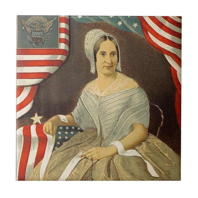 Betsy Ross First American Flagga Porträtt US Kakelplatta (Framsidan)