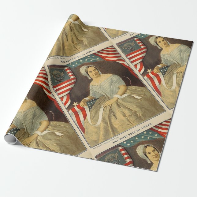 Betsy Ross First American Flagga Porträtt US Presentpapper (Utrullad)