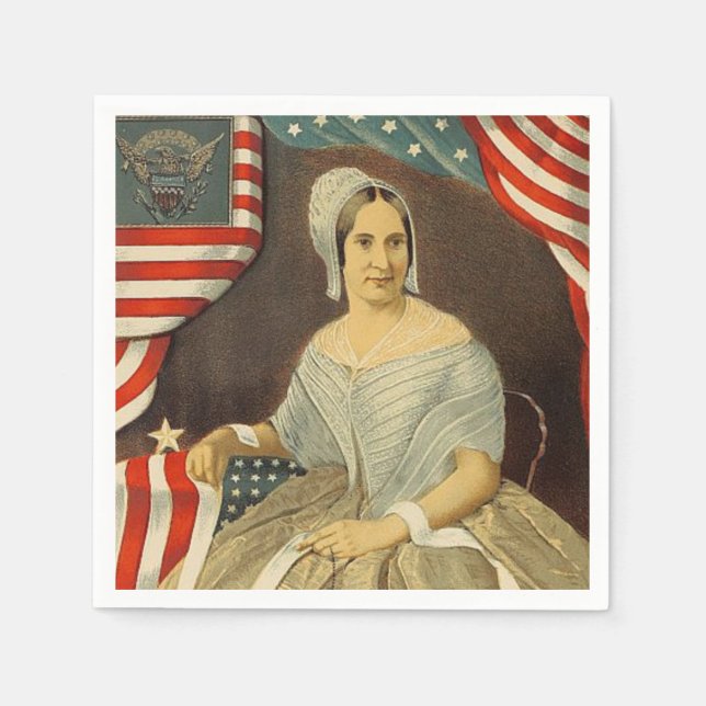 Betsy Ross First American Flagga Porträtt USA Pappersservett (Framsidan)