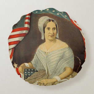 Betsy Ross First American Flagga Porträtt USA Rund Kudde