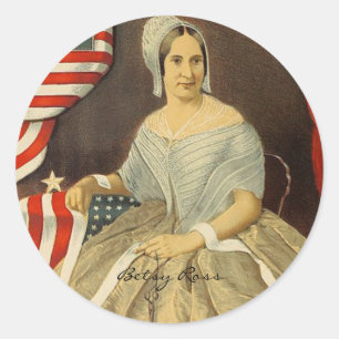 Betsy Ross First American Flagga Porträtt USA Runt Klistermärke
