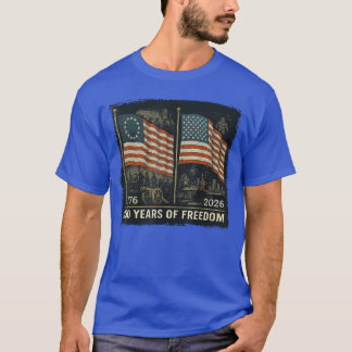 Betsy Ross Flag 250 år av frihet 17762026 retr T Shirt