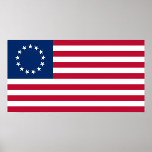 Betsy Ross Flag, mest populär amerikansk design Poster