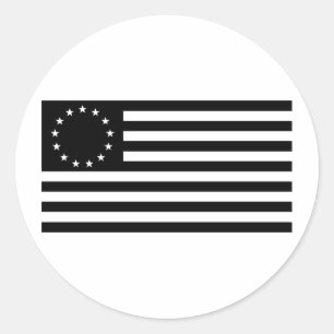Betsy Ross Flag, Svart Linje Konst Runt Klistermärke