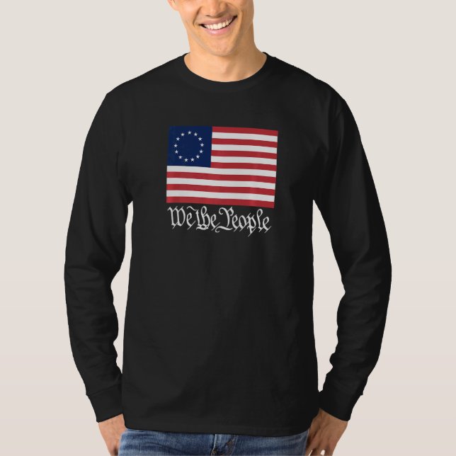 Betsy Ross Flag We The People   T Shirt (Framsida)