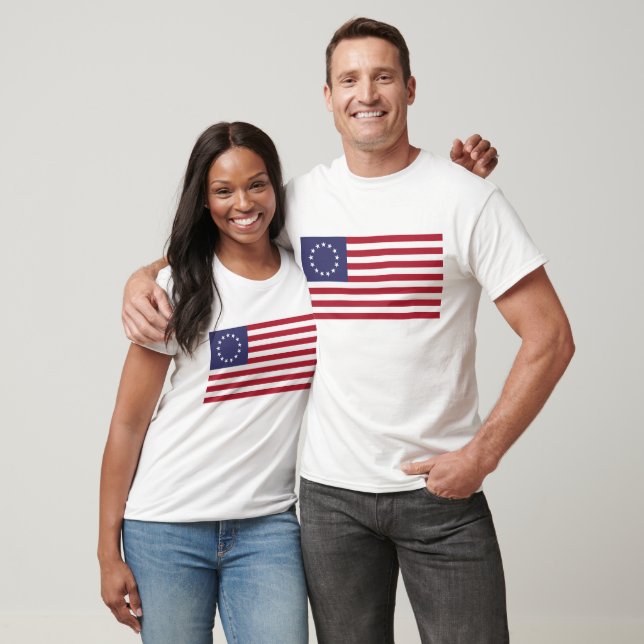 Betsy Ross Flagga 13 Star American Flagga 1776 T Shirt (Unisex)