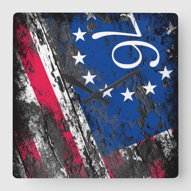 Betsy Ross Flagga 1776 Patriotic 4:e juli Fyrkantig Klocka (Framsida)