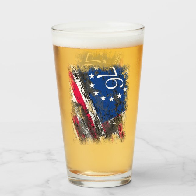 Betsy Ross Flagga 1776 Patriotic 4:e juli Glaskopp (Framsida fylld)