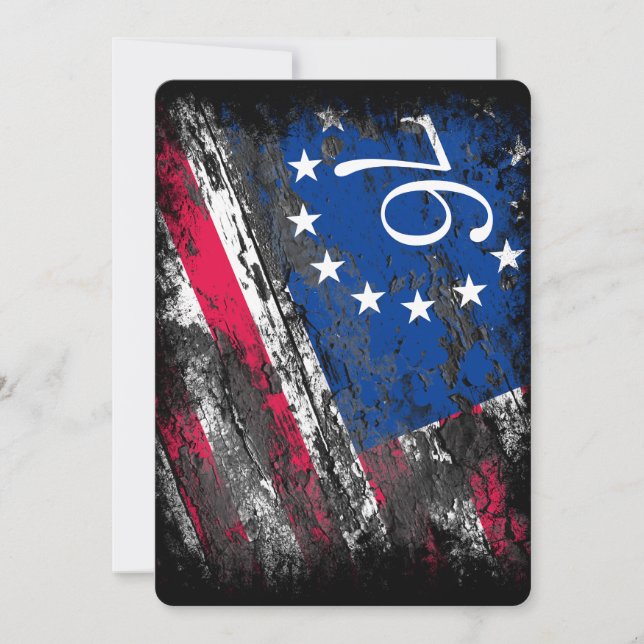 Betsy Ross Flagga 1776 Patriotic 4:e juli Inbjudningar (Framsida)