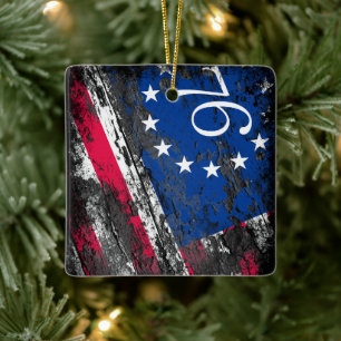 Betsy Ross Flagga 1776 Patriotic 4:e juli Julgransprydnad Keramik