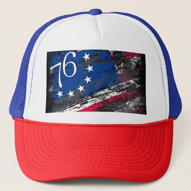 Betsy Ross Flagga 1776 Patriotic 4:e juli Keps (Framsida)