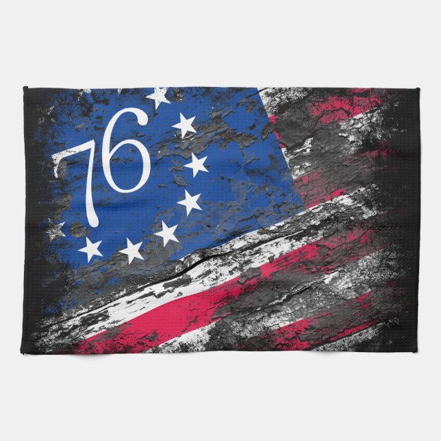 Betsy Ross Flagga 1776 Patriotic 4:e juli Kökshandduk (Horisontell)