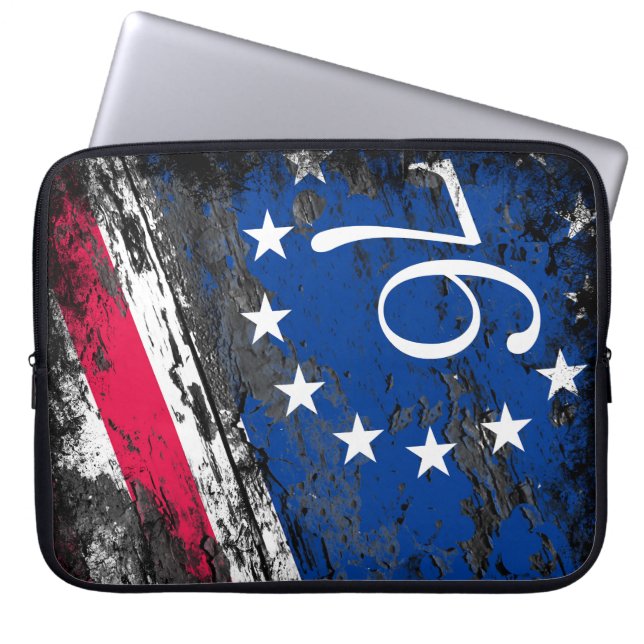 Betsy Ross Flagga 1776 Patriotic 4:e juli Laptop Fodral (Framsidan)