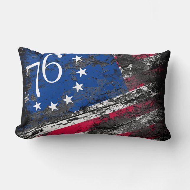 Betsy Ross Flagga 1776 Patriotic 4:e juli Lumbarkudde (Framsida)