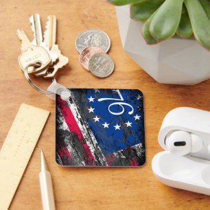 Betsy Ross Flagga 1776 Patriotic 4:e juli Nyckelring