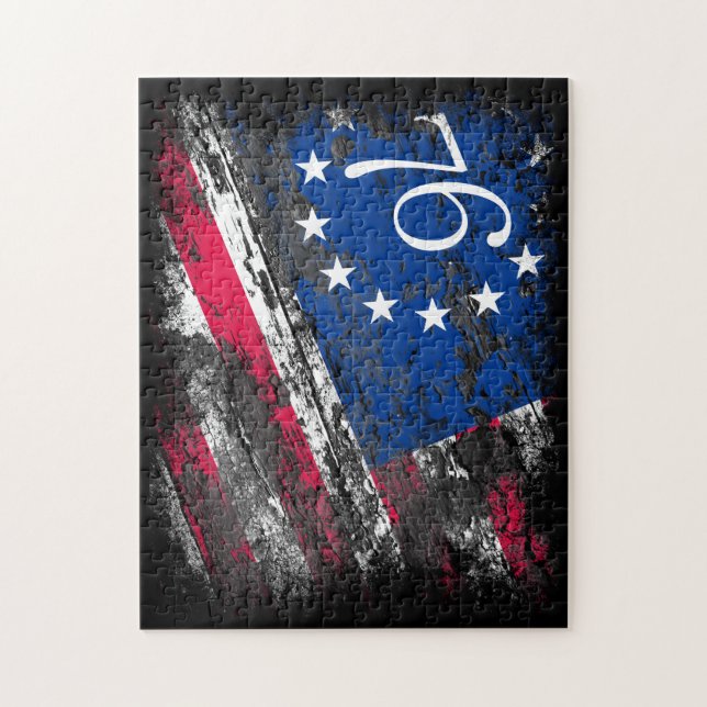 Betsy Ross Flagga 1776 Patriotic 4:e juli Pussel (Vertikal)