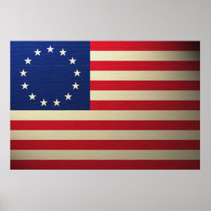 Betsy Ross flagga Antiqued Canvased Poster