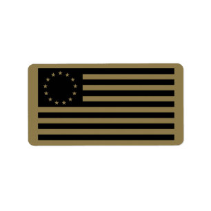 Betsy Ross Flagga, Black Line Art Adressetikett