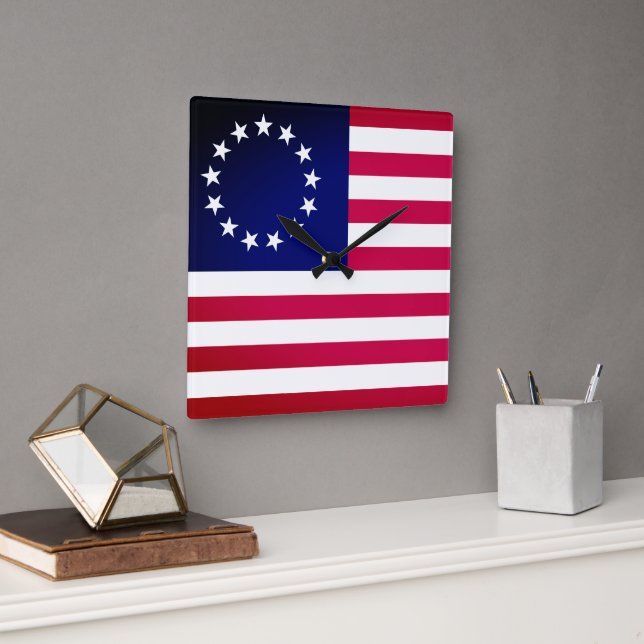 Betsy Ross Flagga Fyrkantig Klocka (Kontor)