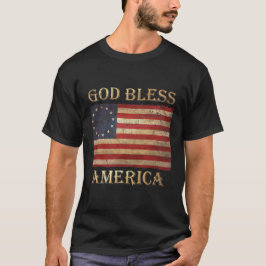 Betsy Ross Flagga Patriotic Välsigna dig America M T Shirt