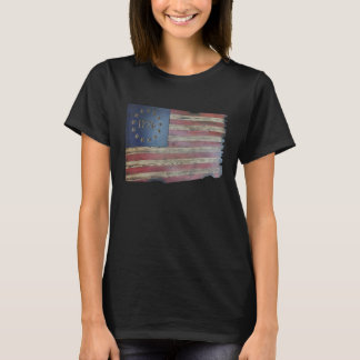 Betsy Ross Flagga Rustic Wood American Flagga Tee