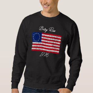 Betsy Ross Flagga Shirt 4 juli 1776 Betsy Ros Lång Ärmad Tröja