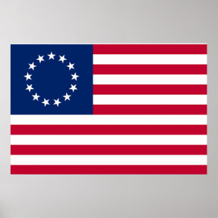 Betsy Ross Flagga Vintage American Flagga Poster P