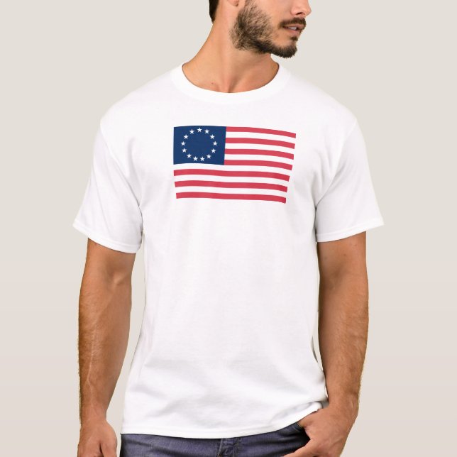 Betsy Ross flaggaskjorta T Shirt (Framsida)