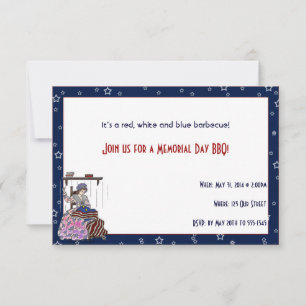 Betsy Ross Makes a Flagga Memorial Day Party Inbjudningar