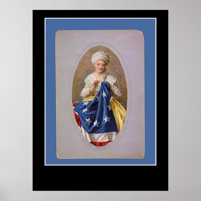 Betsy Ross och flaggplakat Poster (Framsidan)