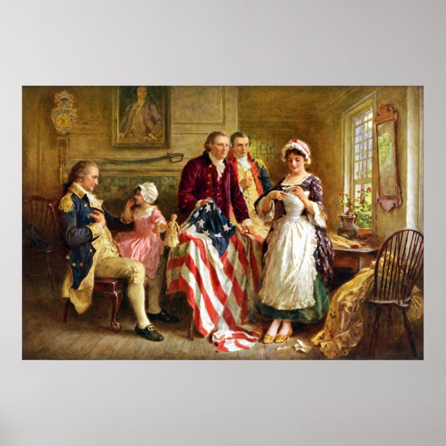 Betsy Ross och general George Washington Poster (Framsidan)