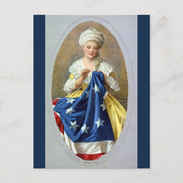 Betsy Ross Sewing Första amerikanska Flagga Vykort (Framsida)