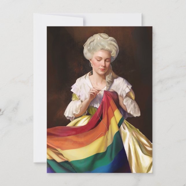 Betsy Ross Sewing Pridet Flagga Anteckningskort (Framsida)