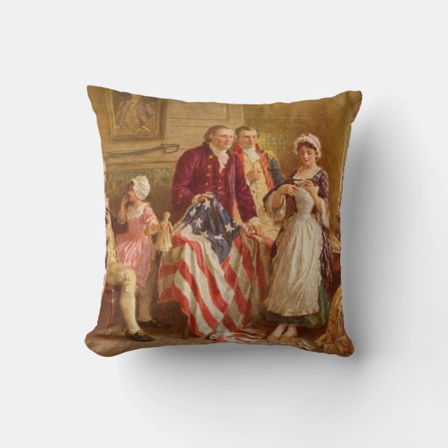 Betsy Ross Sewing the American Flagga Pillow Kudde (Framsida)